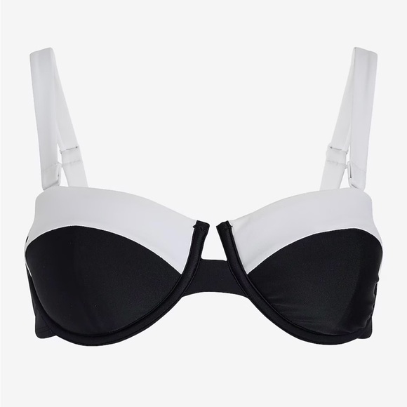 Express Other - Express Black and White Color Block Balconette Swim Top NWT